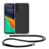Pouzdro Kwmobile se šňůrkou na krk pro Samsung Galaxy A14 5G, průhledné/černé, silikonové, 61193.03