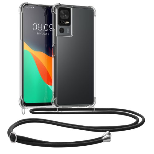 Pouzdro Kwmobile se šňůrkou pro TCL 40 SE, průhledné/černé, silikonové, 61198.01