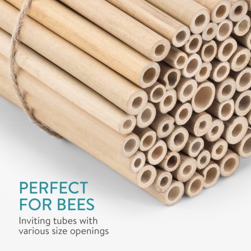 Set 60 Tuburi bambus pentru albine Navaris, 15x12x12 cm, cu sfoara de legat, 61288.01