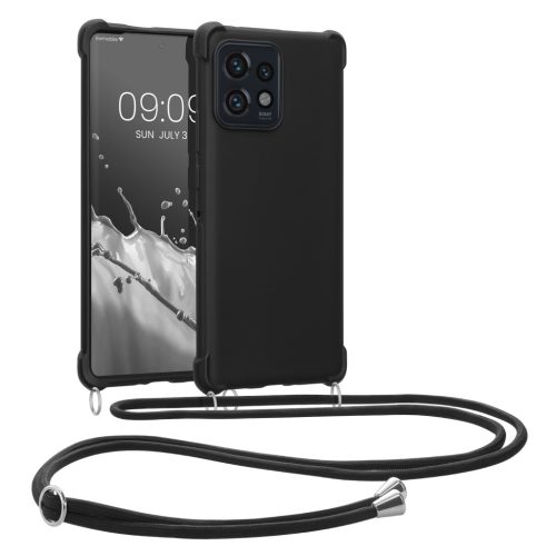 Pouzdro Kwmobile se šňůrkou pro Motorola Edge 40 Pro/Edge Plus (2023), černé, silikonové, 61504.01