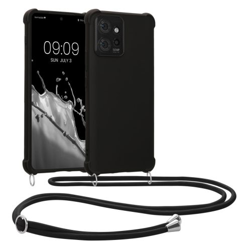 Pouzdro Kwmobile se šňůrkou pro Motorola ThinkPhone, černé, silikonové, 61498.01