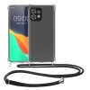 Pouzdro Kwmobile se šňůrkou pro Motorola Edge 40 Pro/Edge Plus (2023), průhledné/černé, silikonové, 61503.01