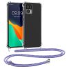 Pouzdro Kwmobile se šňůrkou pro Motorola Edge 30 Neo, průhledné/fialové, silikonové, 60085.108
