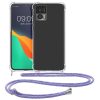 Pouzdro Kwmobile se šňůrkou pro Motorola Edge 30 Neo, průhledné/fialové, silikonové, 60085.108
