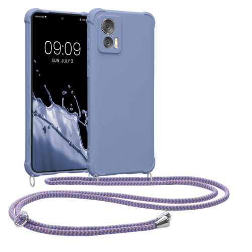 Pouzdro Kwmobile se šňůrkou pro Motorola Edge 30 Neo, modré, silikonové, 61582.108