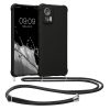 Pouzdro Kwmobile se šňůrkou pro Motorola Edge 30 Neo, černé, silikonové, 61582.01