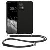 Pouzdro Kwmobile se šňůrkou pro Motorola Edge 30 Neo, černé, silikonové, 61582.01