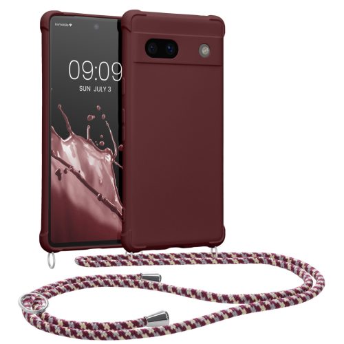 Pouzdro Kwmobile se šňůrkou na krk pro Google Pixel 7a, fialové, silikonové, 61600.187