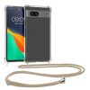 Pouzdro Kwmobile se šňůrkou na krk pro Google Pixel 7a, průhledné/krémové, silikonové, 61608.21