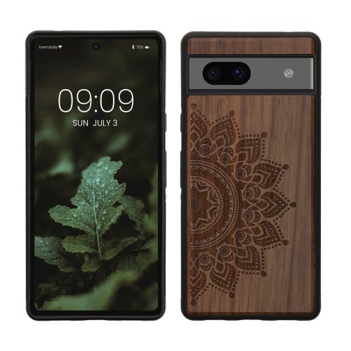 Pouzdro Kwmobile pro Google Pixel 7a, hnědé, dřevo/silikon, 61603.01