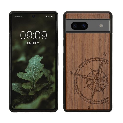 Pouzdro Kwmobile pro Google Pixel 7a, hnědé, dřevo/silikon, 61603.02