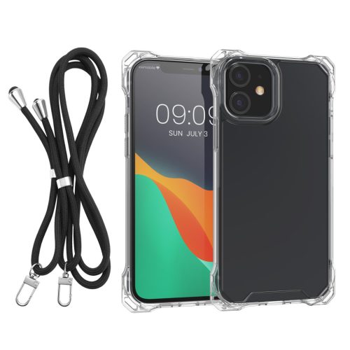 Pouzdro Kwmobile s odnímatelným šňůrkou pro Apple iPhone 11, průhledné/černé, polykarbonátové, 61610.01