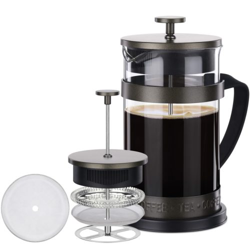 Presa franceza Navaris din sticla borosilicata, 1000ml, infuzor cafea ceai, 46547.03