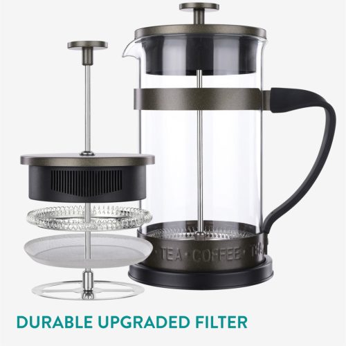 Presa franceza Navaris din sticla borosilicata, 1000ml, infuzor cafea ceai, 46547.03