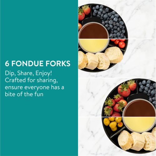 Set fondue Navaris, 6 persoane, oala fonta 2QT, splash guard, pentru aragaz sau BBQ, maro, otel/lemn