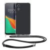 Pouzdro Kwmobile se šňůrkou pro Motorola Moto E13, průhledné/černé, silikonové, 61623.01