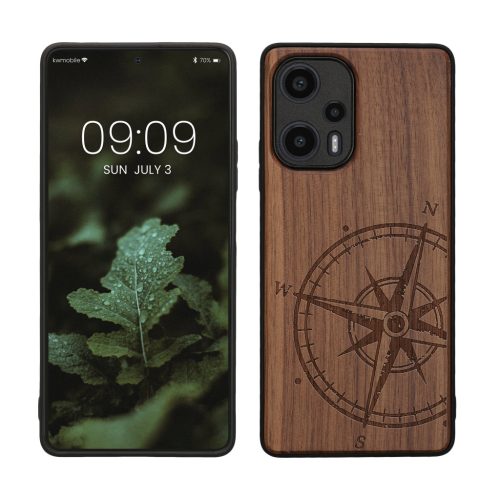 Pouzdro Kwmobile pro Xiaomi Poco F5, hnědé, dřevo/silikon, 61661.01