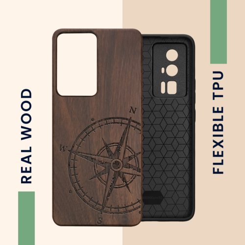 Pouzdro Kwmobile pro Poco F5 Pro, hnědé, dřevo/silikon, 61662.01