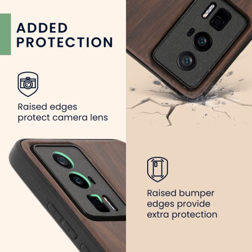 Pouzdro Kwmobile pro Poco F5 Pro, hnědé, dřevo/silikon, 61662.01