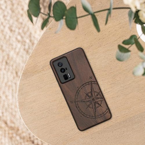 Pouzdro Kwmobile pro Poco F5 Pro, hnědé, dřevo/silikon, 61662.01