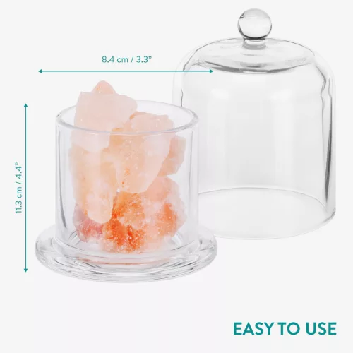Difuzor Navaris cu cristale de sare roz, aromaterapie, 11.3x8.4x8.4 cm, roz/transparent, sticla