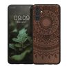 Pouzdro Kwmobile pro Samsung Galaxy A04s, hnědé, dřevo/silikon, 59887.03