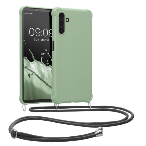 Pouzdro Kwmobile se šňůrkou pro Samsung Galaxy A04s, světle zelené, silikonové, 59960.172