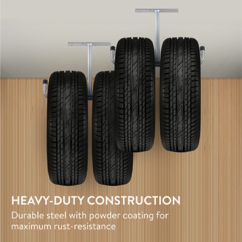 Set 2 carlige depozitare Navaris, 42x29.5 cm, tavan/perete, pentru sarcini mari, negru, otel