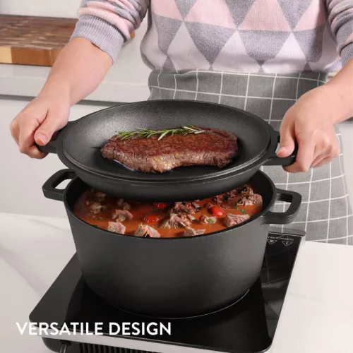 Navaris litinový holandský hrnec s poklicí, na varnou desku/troubu, 4,7 l, 32 cm, 61695.02