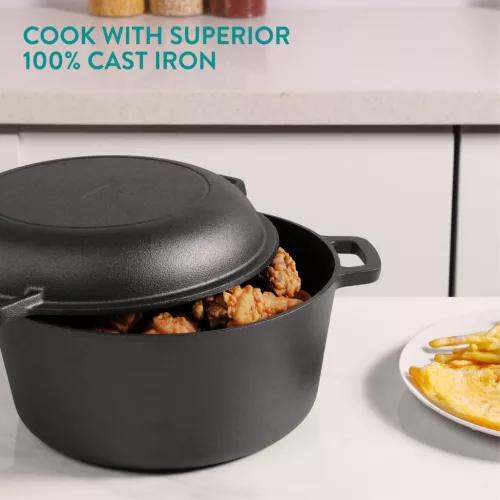 Navaris litinový holandský hrnec s poklicí, na varnou desku/troubu, 4,7 l, 32 cm, 61695.02