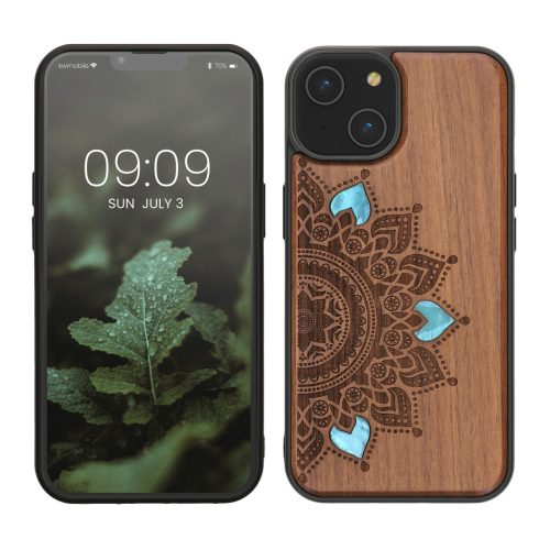 Kryt Kwmobile pro Apple iPhone 14, hnědý, dřevo/silikon, 59124.06