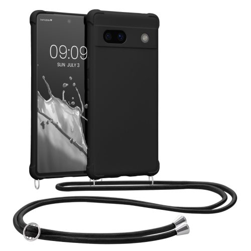 Pouzdro Kwmobile se šňůrkou na krk pro Google Pixel 7a, černé, silikonové, 61600.01