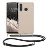Pouzdro Kwmobile se šňůrkou pro Huawei P30 Lite, krémové, silikonové, 52079.16