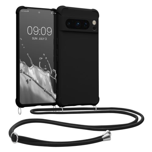 Pouzdro Kwmobile se šňůrkou na krk pro Google Pixel 8 Pro, černé, silikonové, 61868.01