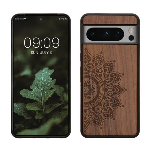 Pouzdro Kwmobile pro Google Pixel 8 Pro, hnědé, dřevo/silikon, 61876.01