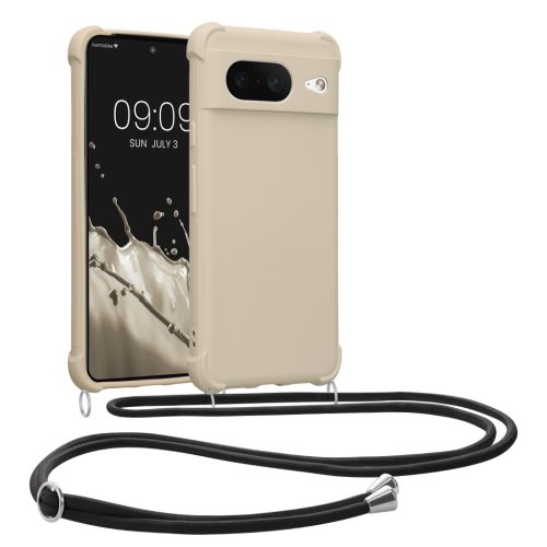 Pouzdro Kwmobile se šňůrkou na krk pro Google Pixel 8, krémové, silikonové, 61867.16