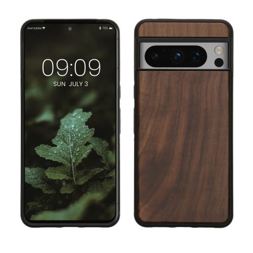 Pouzdro Kwmobile pro Google Pixel 8 Pro, hnědé, dřevo/silikon, 61872.18