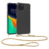 Pouzdro Kwmobile se šňůrkou na krk pro Apple iPhone 15, průhledné/zlaté, silikonové, 62029.21