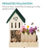 Hotel pentru insecte Navaris, cu ghiveci pentru flori, din lemn si bambus, NAV000025VF001C