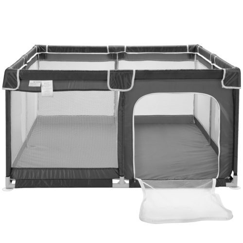 Tarc de joaca copii Navaris, 130x130x50 cm, plasa respirabila, montaj rapid, negru, plastic