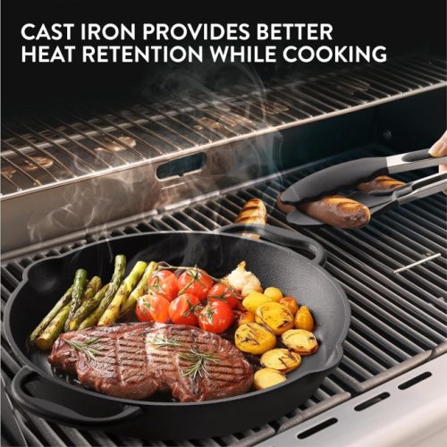 Navaris 30,6 cm litinová pánev pro sporák / pečicí troubu / gril - černá, NAV0000100Q004C