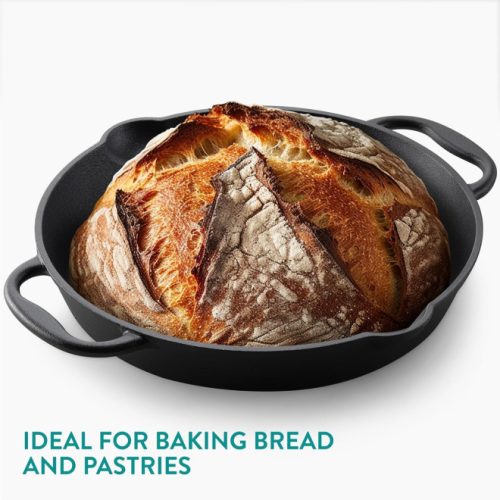 Navaris 30,6 cm litinová pánev pro sporák / pečicí troubu / gril - černá, NAV0000100Q004C