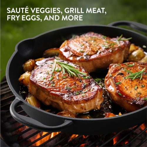 Navaris 30,6 cm litinová pánev pro sporák / pečicí troubu / gril - černá, NAV0000100Q004C