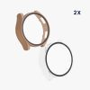 Sada 2 ks pouzder Kwmobile s bezpečnostním sklem pro Samsung Galaxy Watch 6, krémová/průhledná, plast, KWM000024TD002C