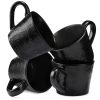 Set 4 Cani Navaris Linen Artisan, 350ml, 4 piese, negru, ceramica, NAV001WX8DR029C