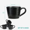 Set 4 Cani Navaris Linen Artisan, 350ml, 4 piese, negru, ceramica, NAV001WX8DR029C