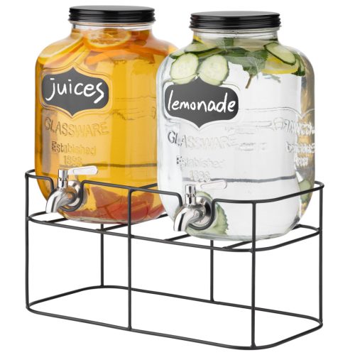 Dozator dublu bauturi Navaris, 5L, suport metalic, 2 compartimente, NAV000017KN003C