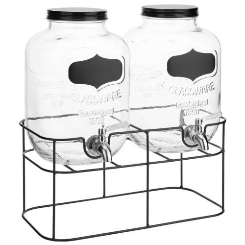 Dozator dublu bauturi Navaris, 5L, suport metalic, 2 compartimente, NAV000017KN003C