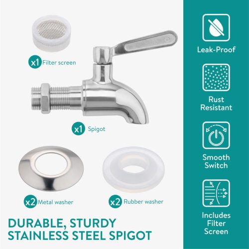 Dozator bauturi Navaris, 5L, robinet inox, cu infuzor fructe si tub de gheata, NAV0000111P003C