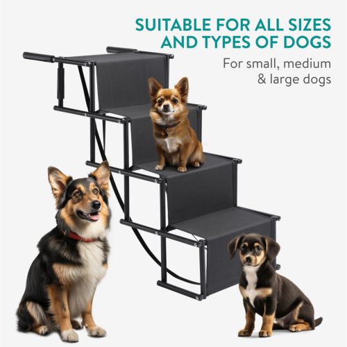 Scari pliabile auto pentru caini Navaris, 4 trepte, 107x76x47 cm, cu geanta, NAV0000272B001C